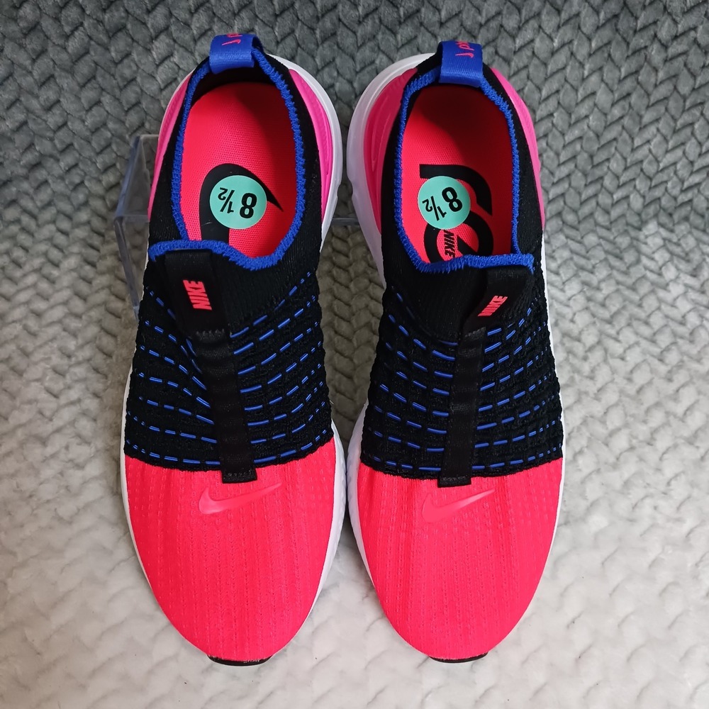 Nike React Phantom Run Flyknit 2 Black Bright Crimson Womens Running Shoe Sz 8.5 - Picture 5 of 14